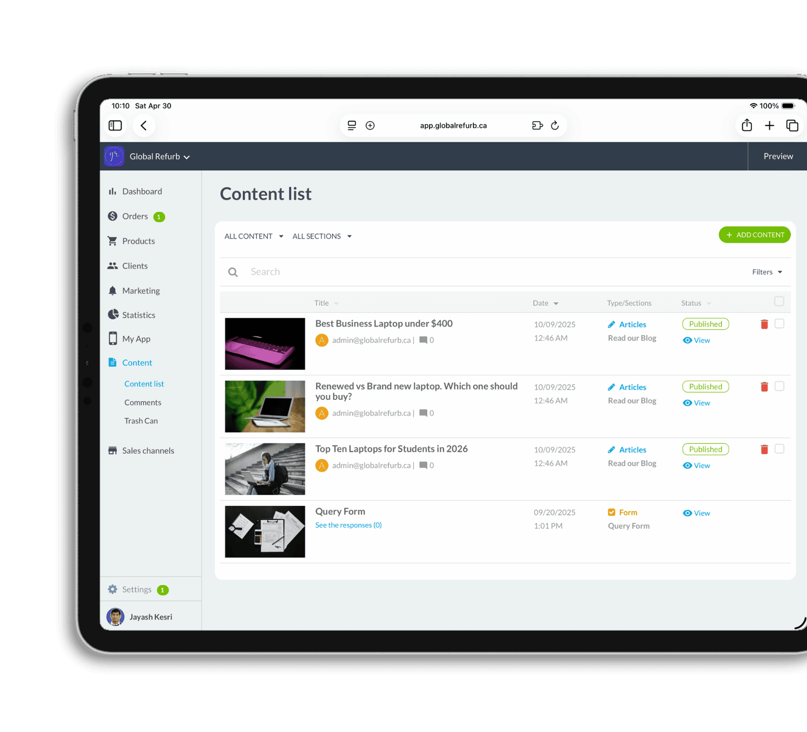 Muse mBaaS eCommerce Content