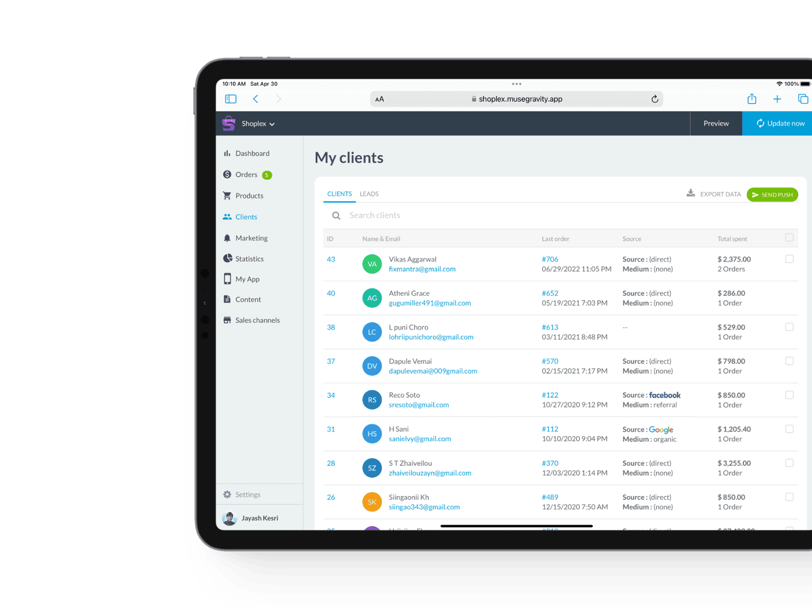 Muse eCommerce mBaaS Clients