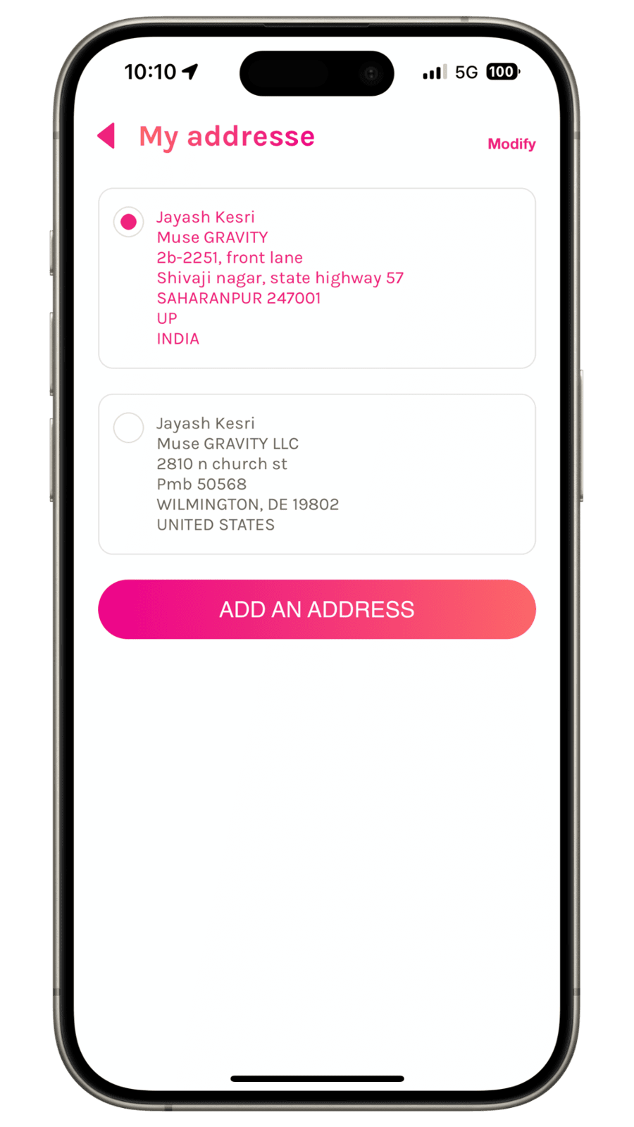 My Address List